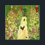 Gustav Klimt Garden med Chickens Tilläggskort<br><div class="desc">Kort för djurutrymme med Gustav Klimts oljemålning Garden med Tuppar (1917). Två bruna kycklingar står på en trädgård väg. Vacker rosa,  rött och vita blommor blommar längs väg. En underbar gåva till fläkt av Art nouveau och österrikisk konst.</div>