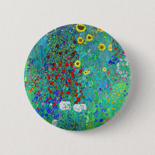 Gustav Klimt Garden med solblommor Knapp