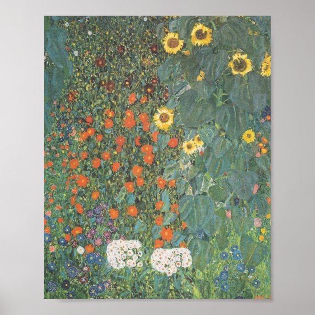 Gustav Klimt Garden med solblommor, original Poster (Framsidan)