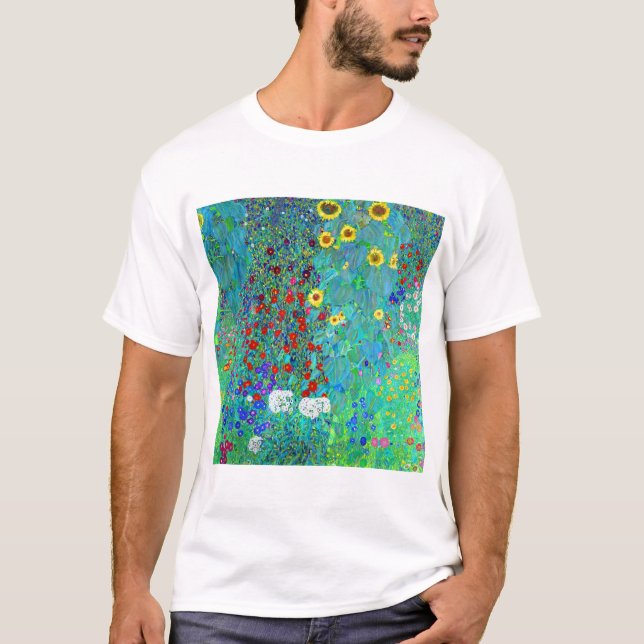 Gustav Klimt Garden med solblommor T Shirt (Framsida)
