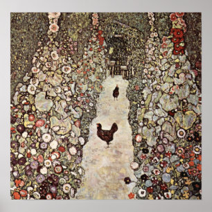 Gustav Klimt Garden med Tuppar Poster