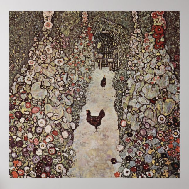 Gustav Klimt - Garden med Tuppar Poster (Framsidan)
