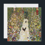 Gustav Klimt - Garden Väg med Chickens Inbjudningar<br><div class="desc">Garden Väg with Chickens - Gustav Klimt,  Oil on Canvas,  1916</div>