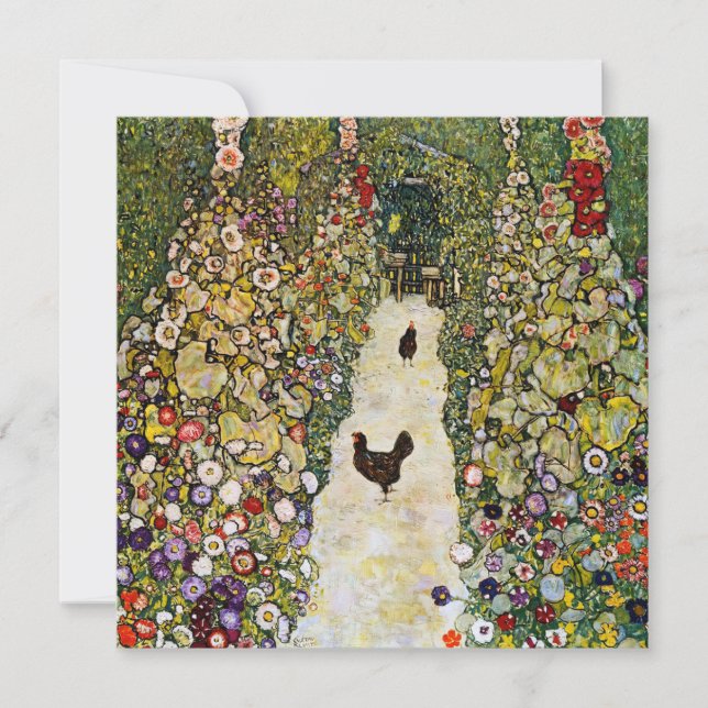Gustav Klimt - Garden Väg med Chickens Inbjudningar (Framsida)