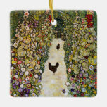 Gustav Klimt - Garden Väg med Chickens Julgransprydnad Keramik<br><div class="desc">Garden Väg with Chickens - Gustav Klimt,  Oil on Canvas,  1916</div>