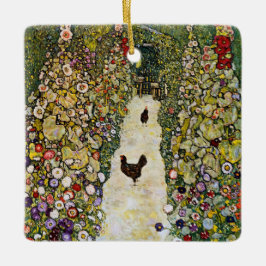 Gustav Klimt - Garden Väg med Chickens Julgransprydnad Keramik