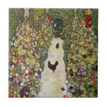 Gustav Klimt - Garden Väg med Chickens Kakelplatta<br><div class="desc">Garden Väg with Chickens - Gustav Klimt,  Oil on Canvas,  1916</div>