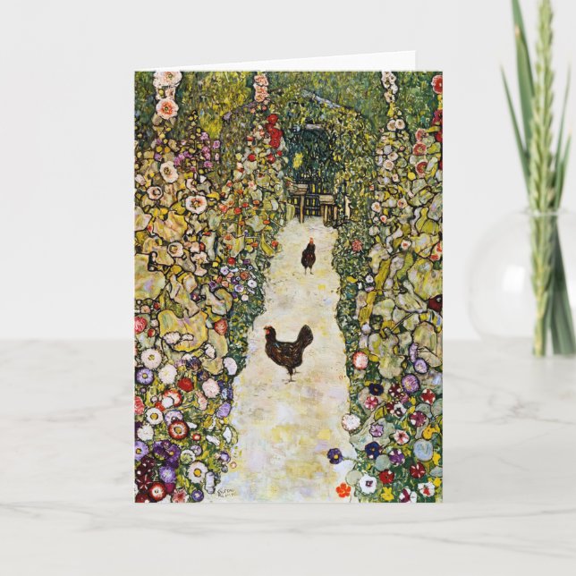 Gustav Klimt - Garden Väg med Chickens Kort (Framsida)