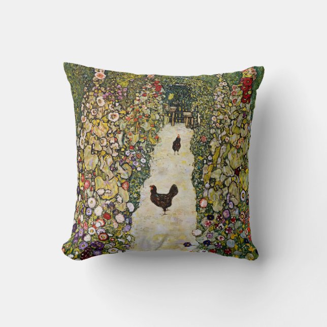 Gustav Klimt - Garden Väg med Chickens Kudde (Framsida)