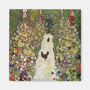 Gustav Klimt - Garden Väg med Chickens Magnet