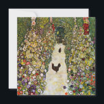 Gustav Klimt - Garden Väg med Chickens Tack Kort<br><div class="desc">Garden Väg with Chickens - Gustav Klimt,  Oil on Canvas,  1916</div>