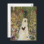 Gustav Klimt - Garden Väg med Chickens Vykort<br><div class="desc">Garden Väg with Chickens - Gustav Klimt,  Oil on Canvas,  1916</div>