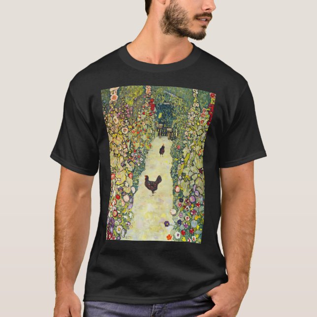 Gustav Klimt Garden Väg med T Shirt (Framsida)