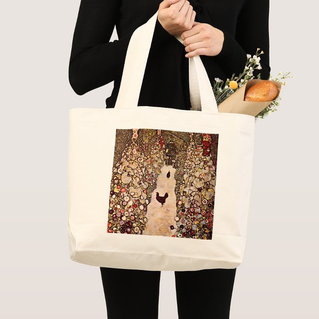 Gustav Klimt Garden Väg Painting, Earthy Tones Jumbo Tygkasse (Skapare uppladdad)