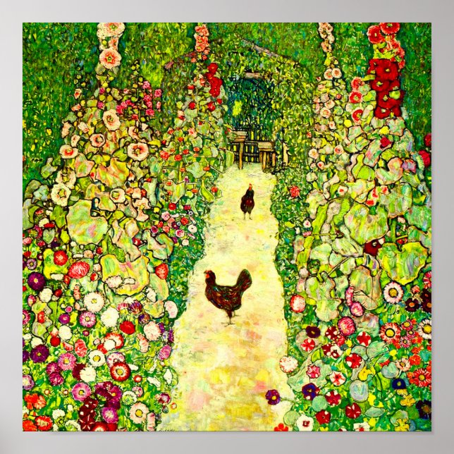 Gustav Klimt Garden with Chickens Poster (Framsidan)