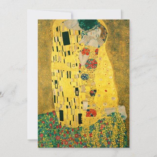 Gustav Klimt Golden Art Kissen för Älskare Inbjudningar (Framsida)