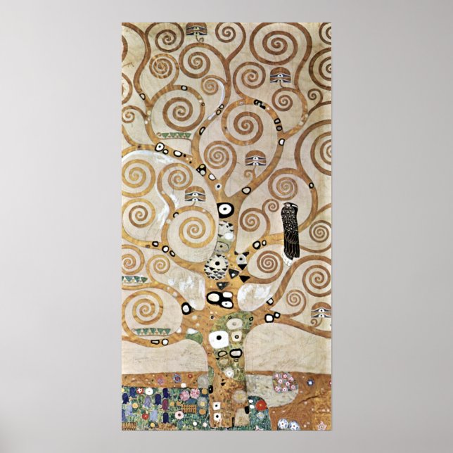 Gustav Klimt Golden Livets träd med Bird Poster (Framsidan)