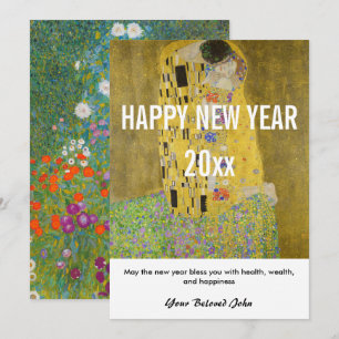 Gustav Klimt - Gott nytt år med kyssarna Julkort