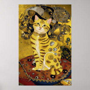 Gustav Klimt guld söt katt parodi, Gustav Klimt ko Poster