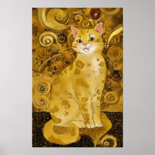 Gustav Klimt guld söt katt parodi, Gustav klimt ko Poster