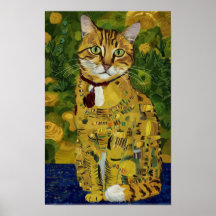 Gustav Klimt guld söt katt parodi, Gustav Klimt ko
