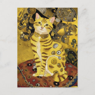 Gustav Klimt guld söt katt parodi, Gustav Klimt ko Vykort