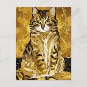 Gustav Klimt guld söt katt parodi, Gustav klimt ko Vykort