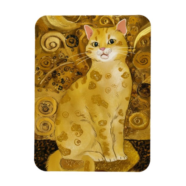Gustav Klimt guld söt kattsked, Gustav klimt art Magnet (Vertikal)