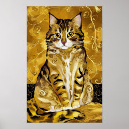 Gustav Klimt guld söt kattsked, Gustav klimt art Poster