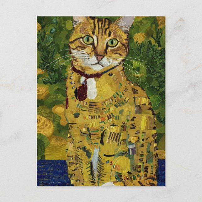 Gustav Klimt guld söt kattsked, Gustav klimt art Vykort (Framsida)