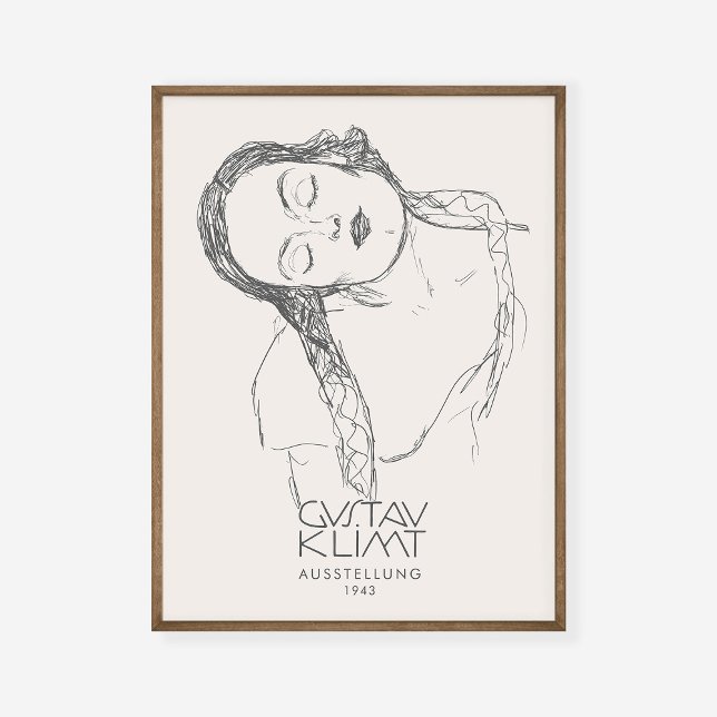 Gustav Klimt Halva Figur Young Woman Exhibition Poster (Skapare uppladdad)
