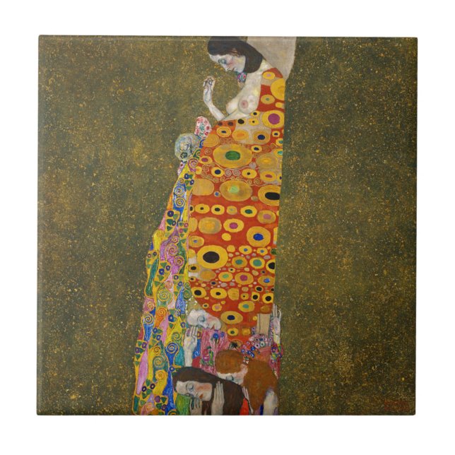Gustav Klimt - hopp II - härligt konstverk Kakelplatta (Framsidan)