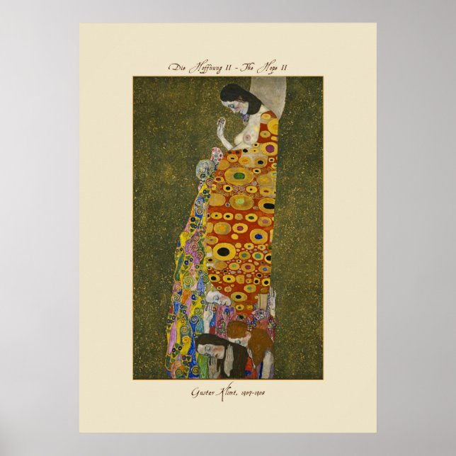 Gustav Klimt Hoppet II 1907-1908 Poster Skriv ut (Framsidan)