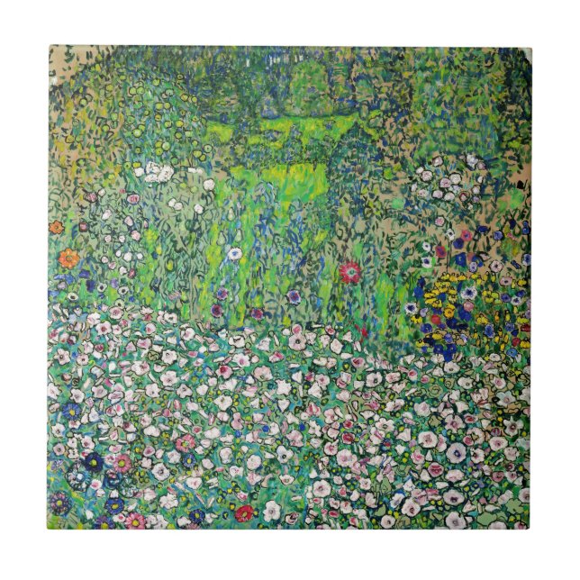 Gustav Klimt - Horticultural Landscape och Hilltop Kakelplatta (Framsidan)
