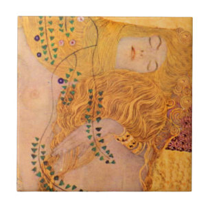 Gustav Klimt Hydra (Sjöjungfruar) Vintage Keramis Kakelplatta