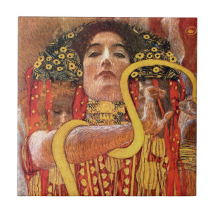 Gustav Klimt - Hygieia Medicingudinnan för hälsa Kakelplatta