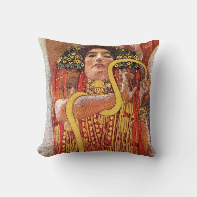 Gustav Klimt - Hygieia Medicingudinnan för hälsa Kudde (Framsida)