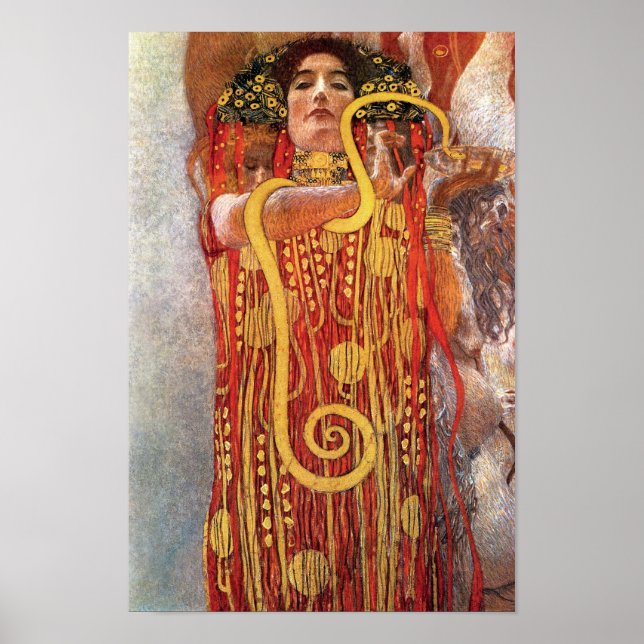 Gustav Klimt - Hygieia Medicingudinnan för hälsa Poster (Framsidan)