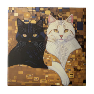 Gustav Klimt inspiderade två katter i blodet Kakelplatta