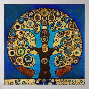 Gustav Klimt Inspired Livets träd Poster