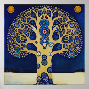 Gustav Klimt Inspired Livets träd Poster