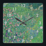 Gustav Klimt - Italienskt trädgårdslandskap Fyrkantig Klocka<br><div class="desc">Italienska trädgårdslandskapet/det italienska trädgårdslandskapet - Gustav Klimt,  Oil on Canvas,  1913</div>