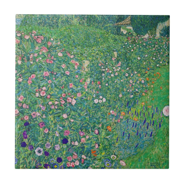 Gustav Klimt - Italienskt trädgårdslandskap Kakelplatta (Framsidan)