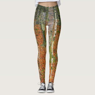 Gustav Klimt - Jordbruksföretag med Birch Träd Leggings