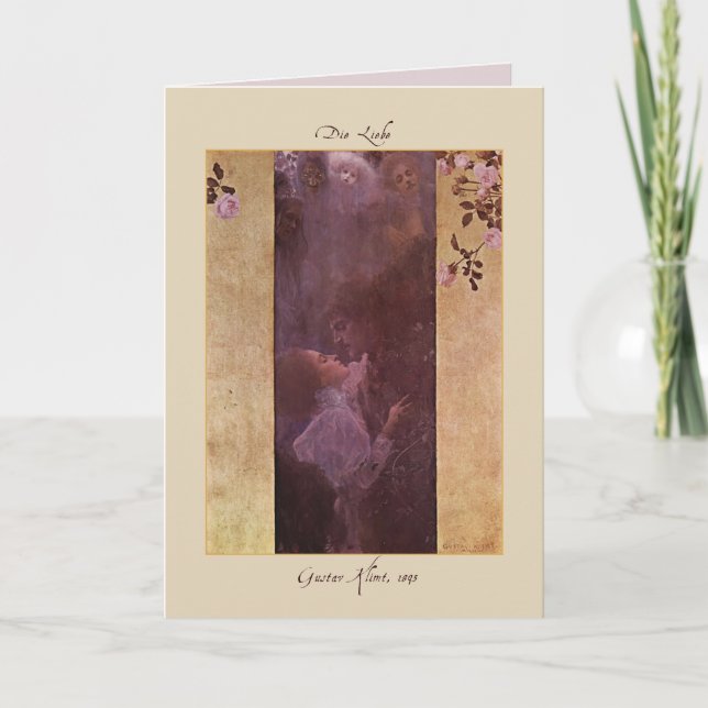 Gustav Klimt Kärlek 1895 Helgkort (Framsida)