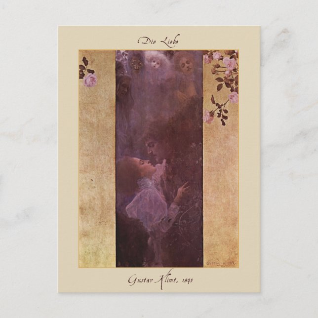 Gustav Klimt Kärlek 1895 Vykort (Framsida)