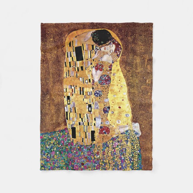 Gustav Klimt - Kismen - Vintage Art nouveau Fleecefilt (Framsidan)
