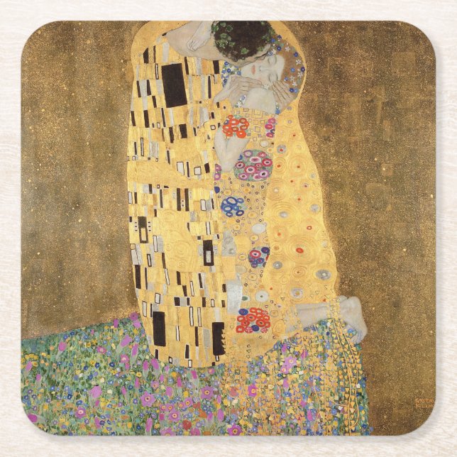 Gustav Klimt | Kiss, 1907-2008 Underlägg Papper Kvadrat (Framsidan)