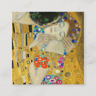 Gustav Klimt Kiss Ansikte detaljmålning Fyrkantigt Visitkort