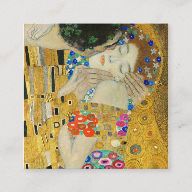 Gustav Klimt, Kiss Ansikte, detaljmålning Fyrkantigt Visitkort (Framsida)